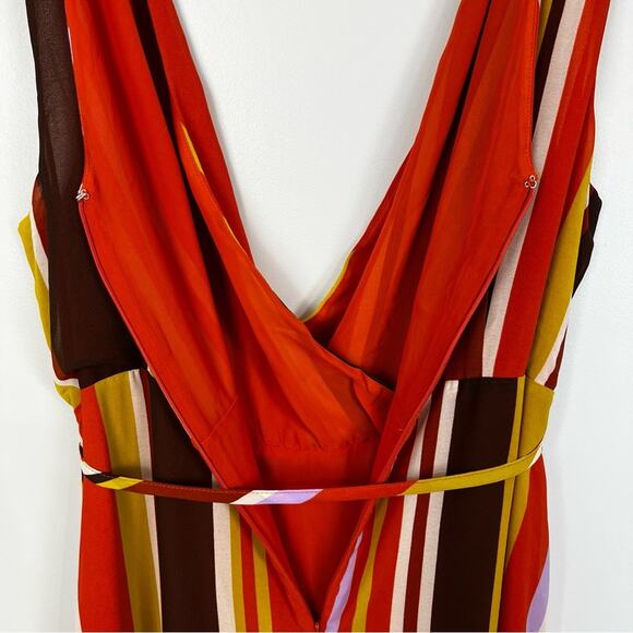 Forever21 Retro Striped Double V neck Candy-cane Stripe Maxi Dress Size 2X NEW - Picture 9 of 12